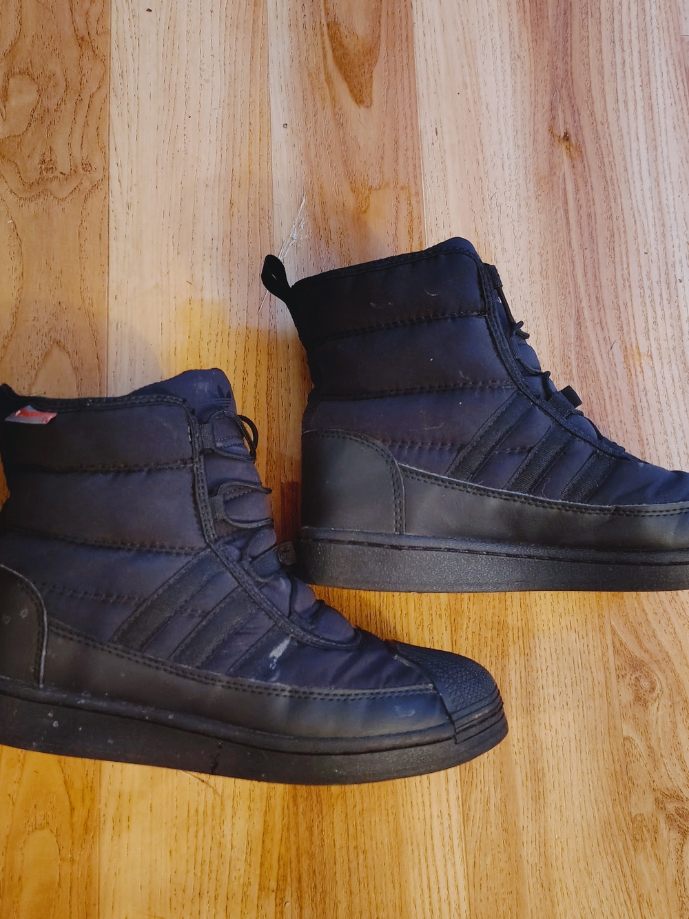 adidas Black High-Top Puffer Lace-Up Boots